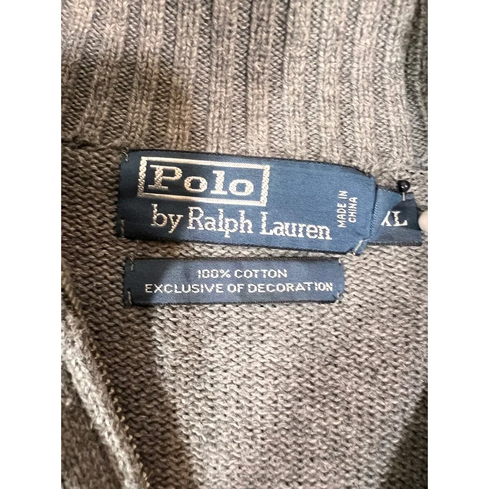 Polo Ralph Lauren Quarter Zip Sweater Mens XL Gray Cotton Red Pony Preppy